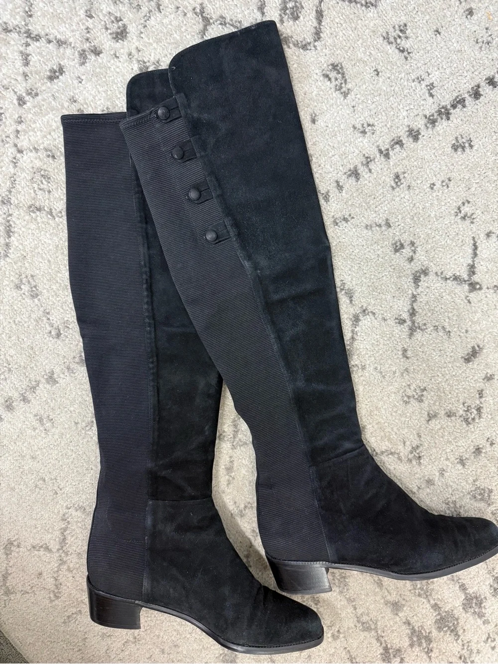 Women's Black Over the Knee-High Block Heel Boots by Stuart Weitzman